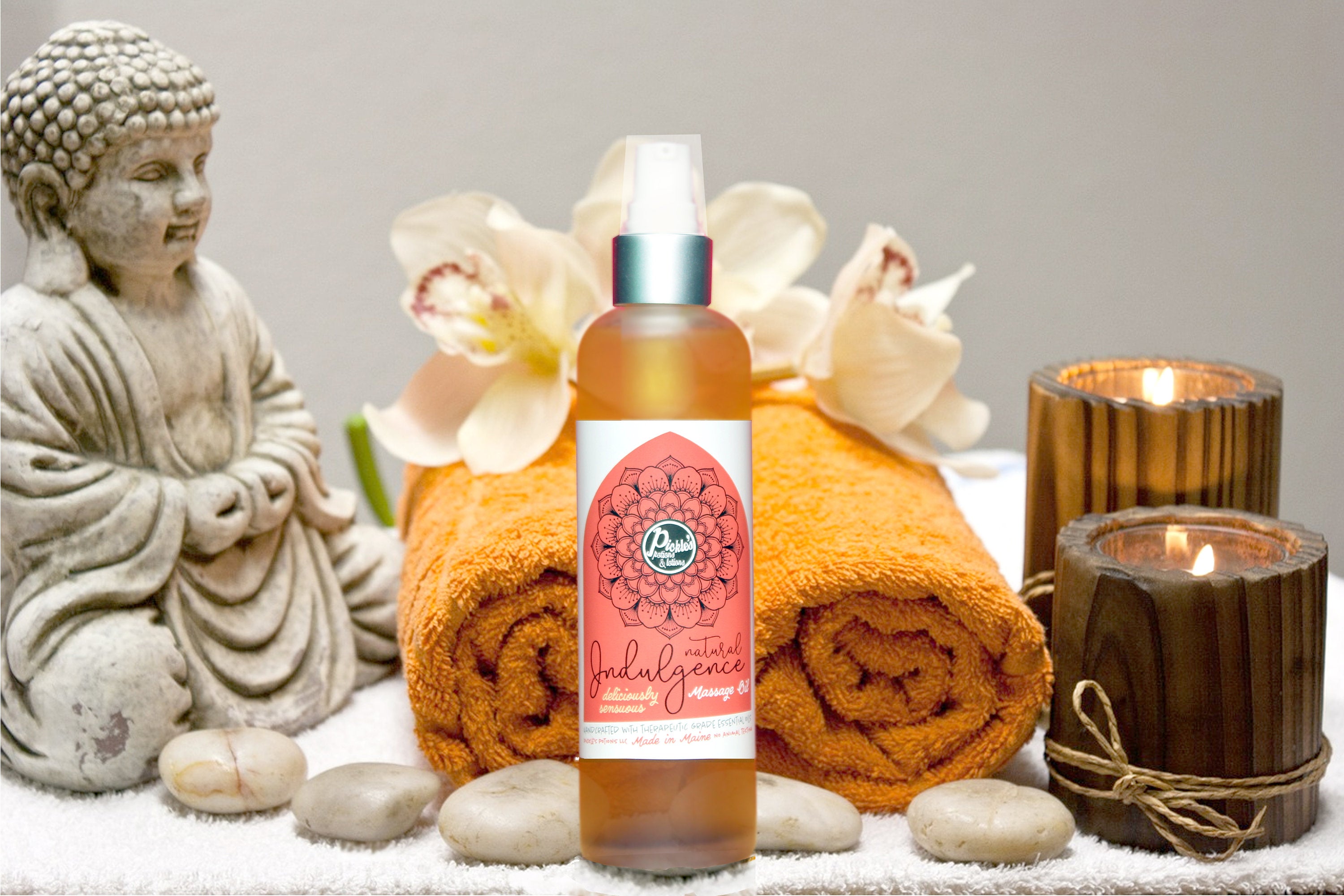 Massage Oils: Lymphatic, Grounding, Indulgence.